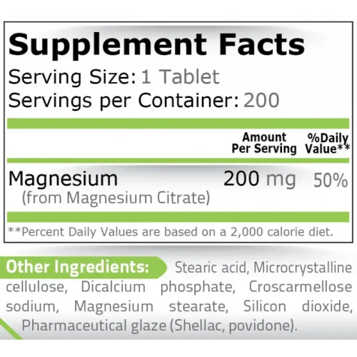 PURE NUTRITION - MAGNESIUM CITRATE 200 mg, 200 Tablets - 1